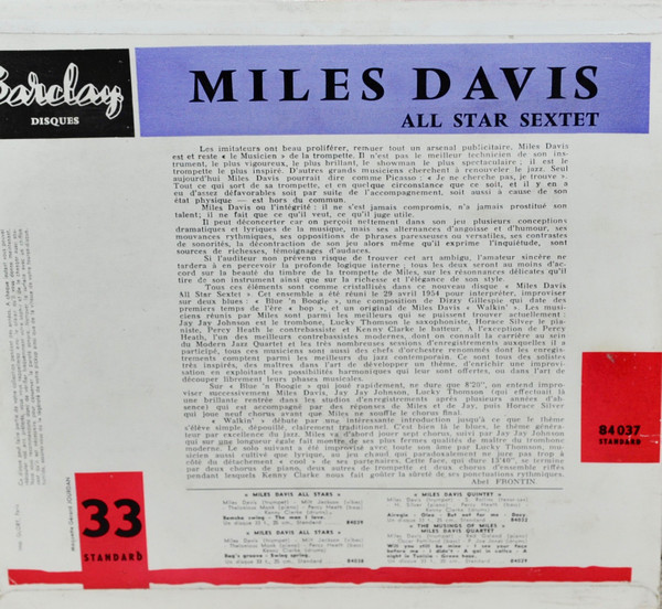 The Miles Davis Sextet - Miles Davis All Star Sextet | Barclay (84037) - 2