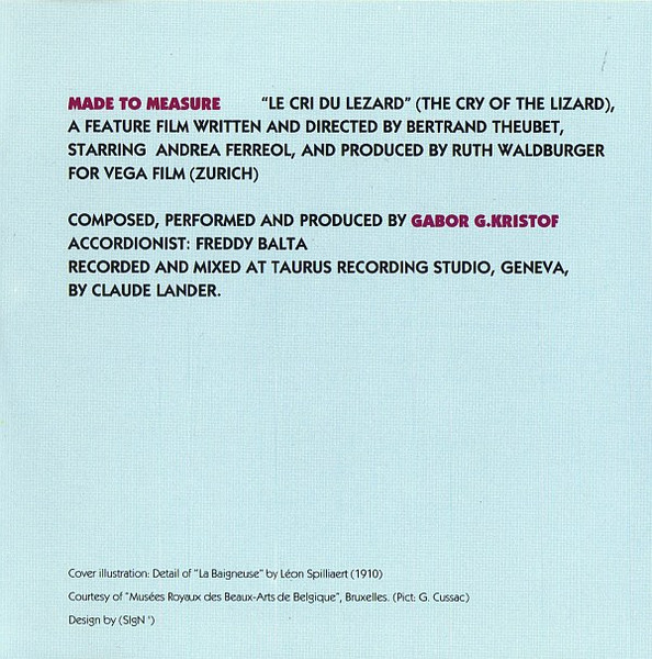 Gabor Kristof - Le Cri Du Lezard | Made To Measure (MTM 25 CD) - 2