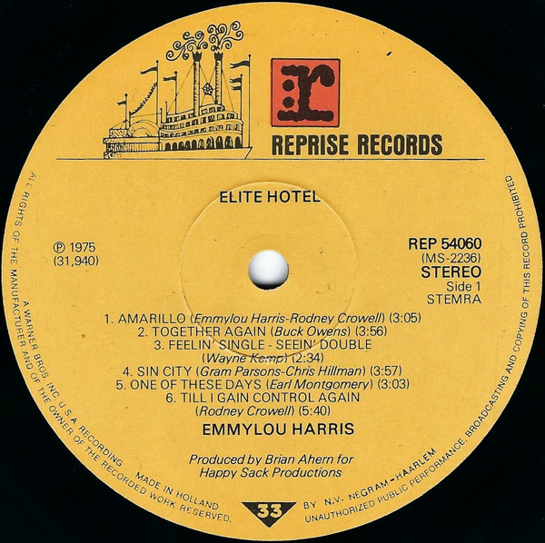 Emmylou Harris - Elite Hotel | Reprise Records (REP 54060) - 3 Emmylou Harris - Elite Hotel | Reprise Records (REP 54060) - 3