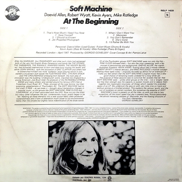 Soft Machine - At The Beginning | Charly Records (RISLP 14039) - 2