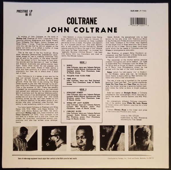 John Coltrane - Coltrane | Original Jazz Classics (OJC-020) - main