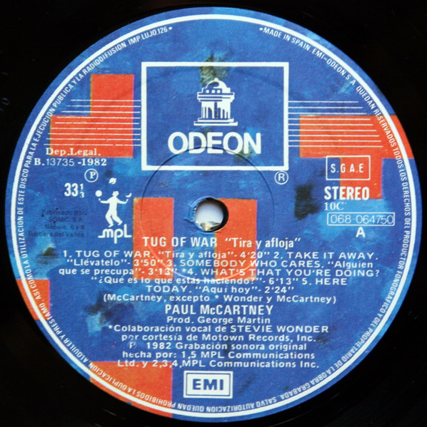 Paul McCartney - Tug Of War | Odeon (10C 068-064.750) - 3 Paul McCartney - Tug Of War | Odeon (10C 068-064.750) - 3