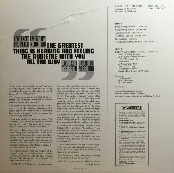 Peter Nero - Peter Nero On Tour | RCA Victor (LSP-3610) - 2 Peter Nero - Peter Nero On Tour | RCA Victor (LSP-3610) - 2