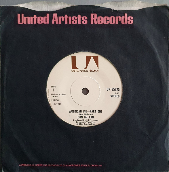 Don McLean - American Pie | United Artists Records (UP 35325) - 3 Don McLean - American Pie | United Artists Records (UP 35325) - 3