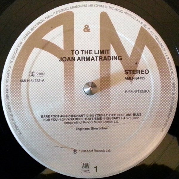 Joan Armatrading - To The Limit | A&M Records (AMLH 64732) - 3 Joan Armatrading - To The Limit | A&M Records (AMLH 64732) - 3