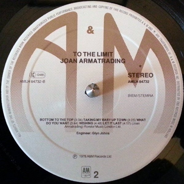 Joan Armatrading - To The Limit | A&M Records (AMLH 64732) - 4 Joan Armatrading - To The Limit | A&M Records (AMLH 64732) - 4