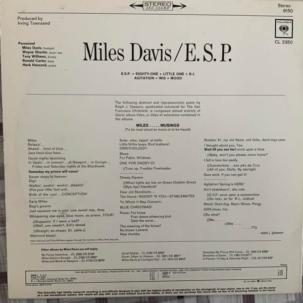 Miles Davis - E.S.P. | Columbia (PC 9150) - 2