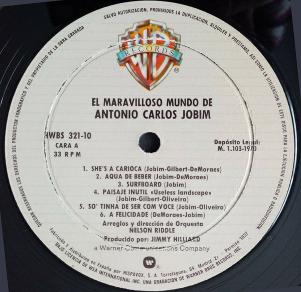 Antonio Carlos Jobim - El Maravilloso Mundo De Antonio Carlos Jobim | Warner Bros. Records (HWBS 321-10) - 2