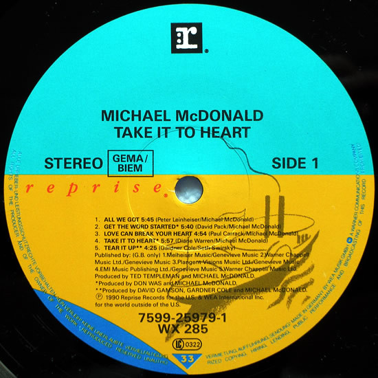 Michael McDonald - Take It To Heart | Reprise Records (7599-25979-1) - 3