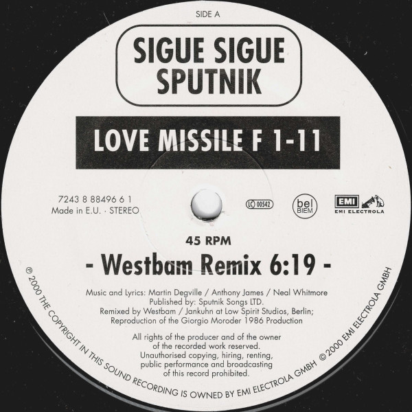 Sigue Sigue Sputnik - Love Missile F 1-11 | EMI Electrola (7243 8 88496 6 1) - 2