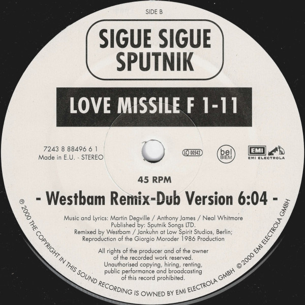 Sigue Sigue Sputnik - Love Missile F 1-11 | EMI Electrola (7243 8 88496 6 1) - 3