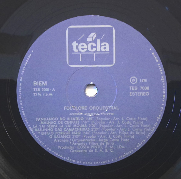 Jorge Costa Pinto - Folclore Orquestral | Tecla (TES 7006) - 2
