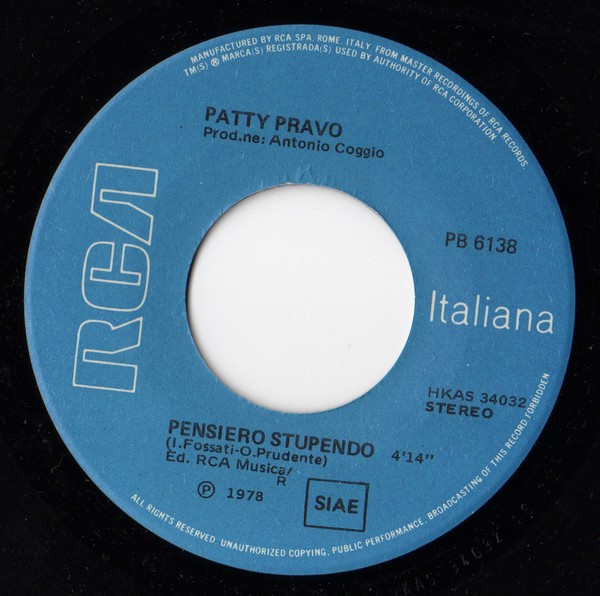 Patty Pravo - Pensiero Stupendo | RCA (PB 6138) - 3