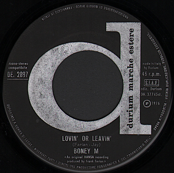 Boney M. - Daddy Cool / Lovin' Or Leavin' | Durium (DE 2897) - 4