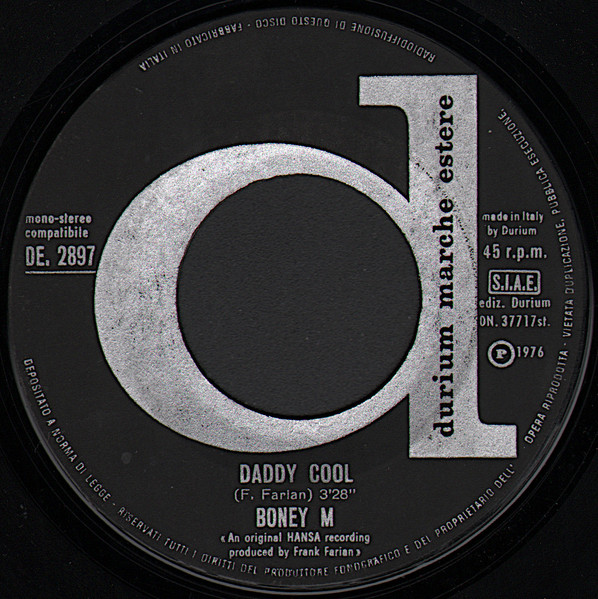 Boney M. - Daddy Cool / Lovin' Or Leavin' | Durium (DE 2897) - 3