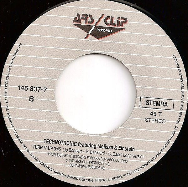 Technotronic Featuring Melissa & Einstein - Turn It Up | ARS/Clip Records (145 837-7) - 4 Technotronic Featuring Melissa & Einstein - Turn It Up | ARS/Clip Records (145 837-7) - 4