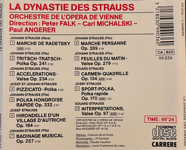 Orchestre De L'Opera Comique De Vienne - La dynastie des Strauss | Carrere (99.036) - 2