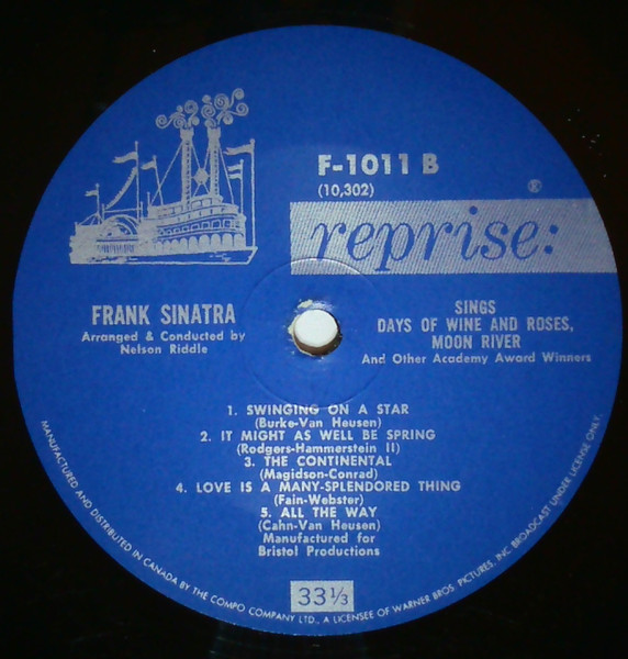 Frank Sinatra - Sings Days Of Wine And Roses, Moon River, And Other Academy Award Winners | Reprise Records (F-1011) - 3