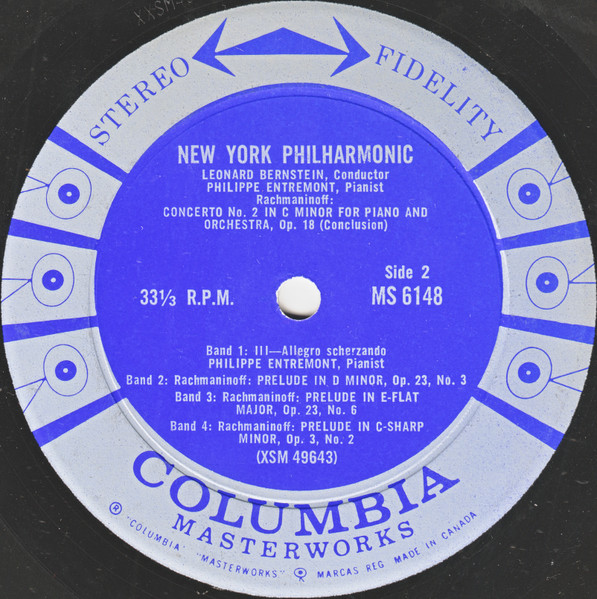 Sergei Vasilyevich Rachmaninoff : Philippe Entremont , Leonard Bernstein And New York Philharmonic - Concerto No. 2 / Three Preludes For Piano: No. 3 In D Minor, Op. 23 / No. 6 In E-Flat Major, Op. 23 / No. 2 In C-Sharp Minor, Op. 3 | Columbia Masterworks (MS 6148) - 3 Sergei Vasilyevich Rachmaninoff : Philippe Entremont , Leonard Bernstein And New York Philharmonic - Concerto No. 2 / Three Preludes For Piano: No. 3 In D Minor, Op. 23 / No. 6 In E-Flat Major, Op. 23 / No. 2 In C-Sharp Minor, Op. 3 | Columbia Masterworks (MS 6148) - 3