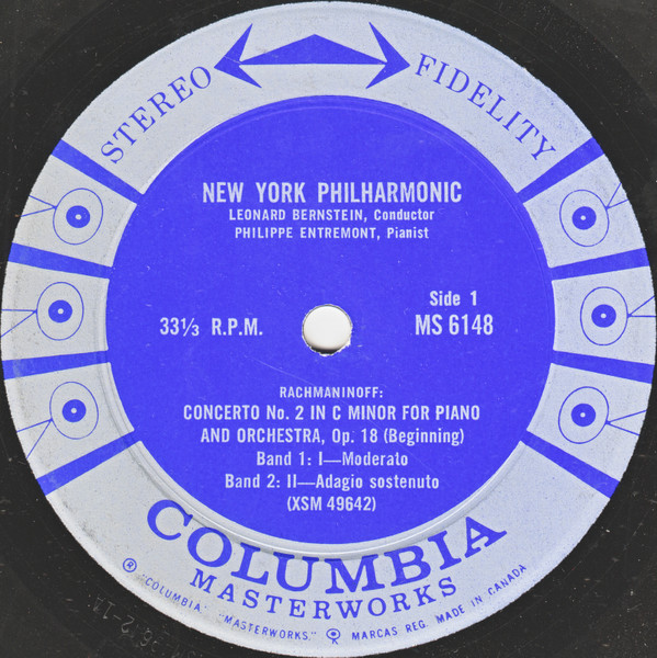 Sergei Vasilyevich Rachmaninoff : Philippe Entremont , Leonard Bernstein And New York Philharmonic - Concerto No. 2 / Three Preludes For Piano: No. 3 In D Minor, Op. 23 / No. 6 In E-Flat Major, Op. 23 / No. 2 In C-Sharp Minor, Op. 3 | Columbia Masterworks (MS 6148) - 2 Sergei Vasilyevich Rachmaninoff : Philippe Entremont , Leonard Bernstein And New York Philharmonic - Concerto No. 2 / Three Preludes For Piano: No. 3 In D Minor, Op. 23 / No. 6 In E-Flat Major, Op. 23 / No. 2 In C-Sharp Minor, Op. 3 | Columbia Masterworks (MS 6148) - 2