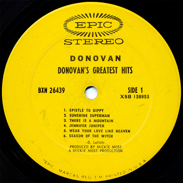 Donovan - Donovan's Greatest Hits | Epic (BXN 26439) - 4 Donovan - Donovan's Greatest Hits | Epic (BXN 26439) - 4