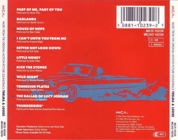 Various - Thelma & Louise (Original Motion Picture Soundtrack) | MCA Records (MCD 10239) - 2