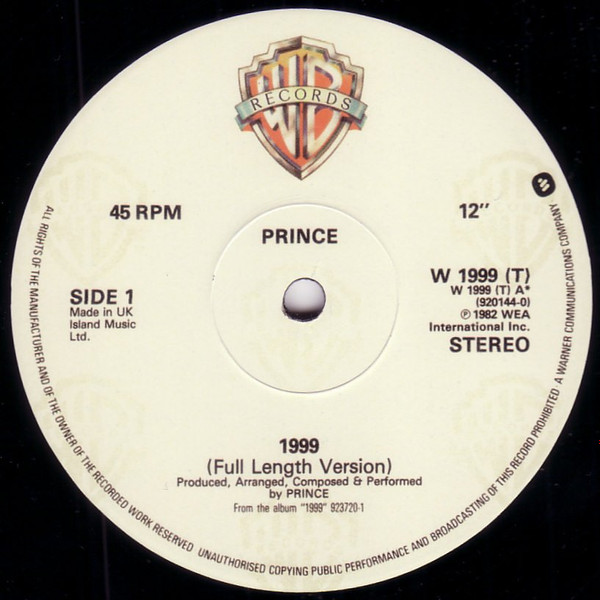 Prince - 1999 / Little Red Corvette | Warner Bros. Records (W1999T) - 3