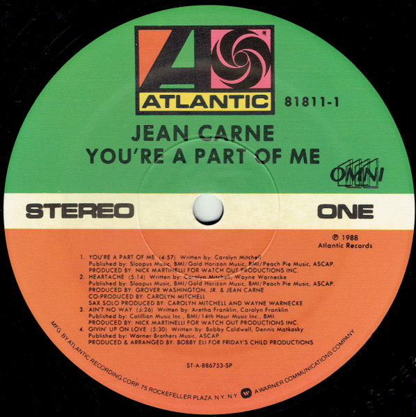 Jean Carn - You're A Part Of Me | Atlantic (81811-1) - 3