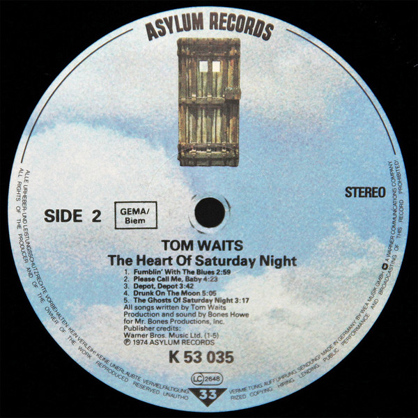 Tom Waits - The Heart Of Saturday Night | Asylum Records (AS 53 035) - 4 Tom Waits - The Heart Of Saturday Night | Asylum Records (AS 53 035) - 4