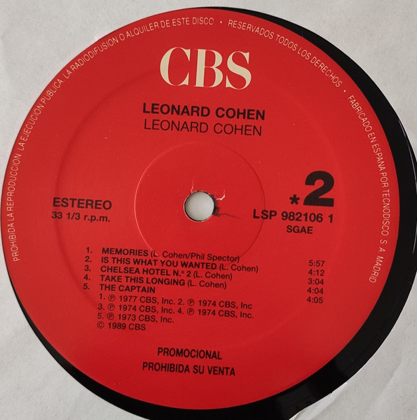 Leonard Cohen - Leonard Cohen | CBS (LSP 982106-1) - 4