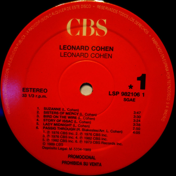 Leonard Cohen - Leonard Cohen | CBS (LSP 982106-1) - 3