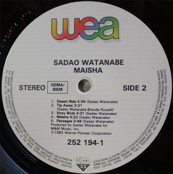 Sadao Watanabe - Maisha | WEA (252 194-1) - 4 Sadao Watanabe - Maisha | WEA (252 194-1) - 4