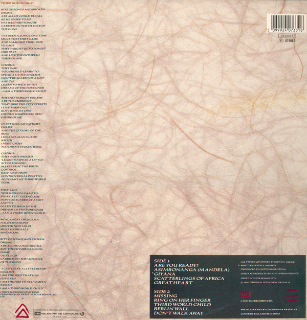 Johnny Clegg & Savuka - Third World Child | EMI (24 0733 1)