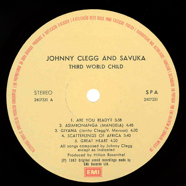 Johnny Clegg & Savuka - Third World Child | EMI (24 0733 1) - 2