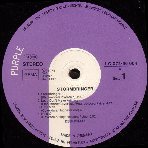 Deep Purple - Stormbringer | Purple Records (1C 072-96 004) - 3