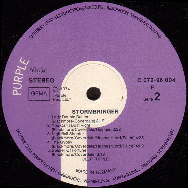 Deep Purple - Stormbringer | Purple Records (1C 072-96 004) - 4