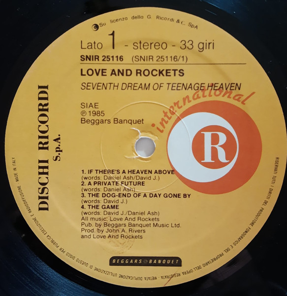 Love And Rockets - Seventh Dream Of Teenage Heaven | Ricordi International (SNIR 25116) - 4