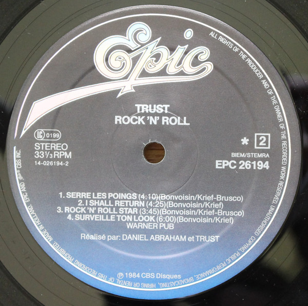 Trust - Rock 'N' Roll | Epic (EPC 26194) - 4