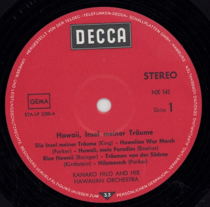 Kanako Hilo And His Hawaiian Orchestra - Hawaii Insel Meiner Träume | Decca (NX 141) - 3