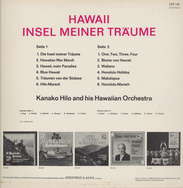 Kanako Hilo And His Hawaiian Orchestra - Hawaii Insel Meiner Träume | Decca (NX 141) - 2
