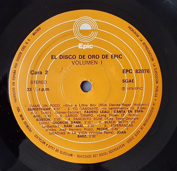 Various - El Disco De Oro De Epic Vol.1 | Epic (EPC 82876) - 4
