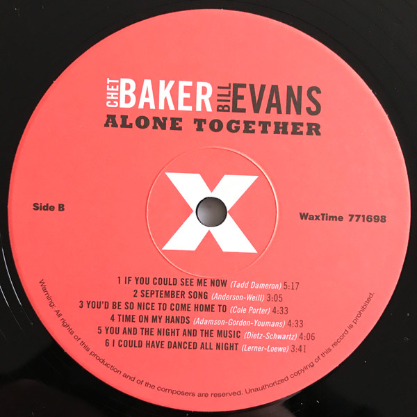 Chet Baker , Bill Evans - Alone Together | WaxTime (771698) - 4