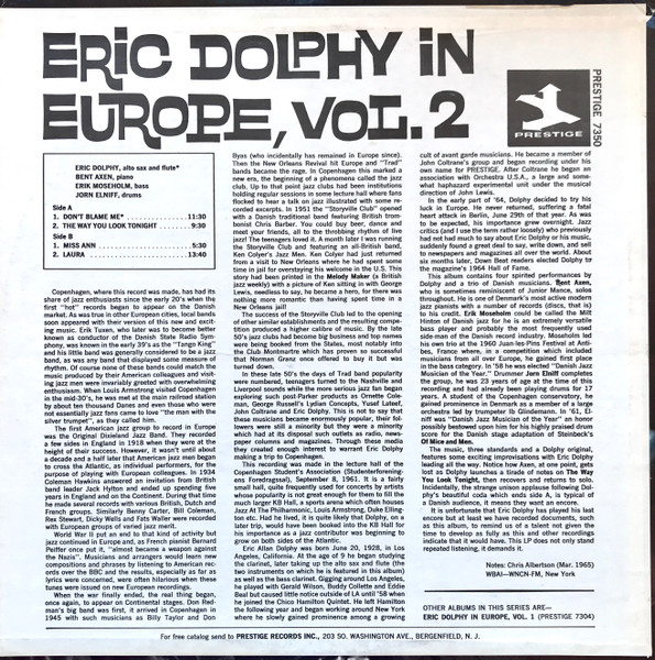 Eric Dolphy - In Europe, Vol. 2 | Prestige (PR 7350) - 2 Eric Dolphy - In Europe, Vol. 2 | Prestige (PR 7350) - 2