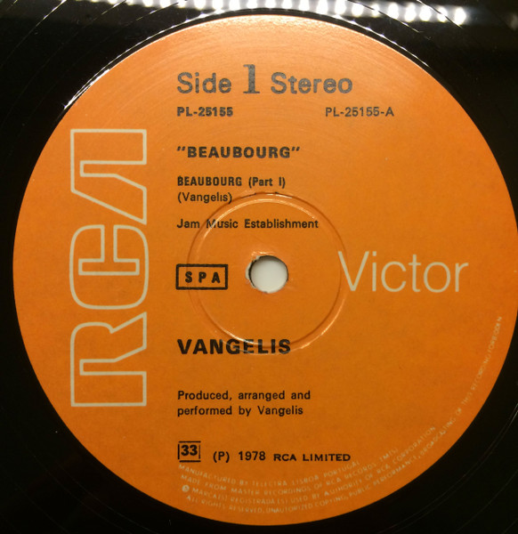 Vangelis - Beaubourg | RCA Victor (PL 25155) - 3