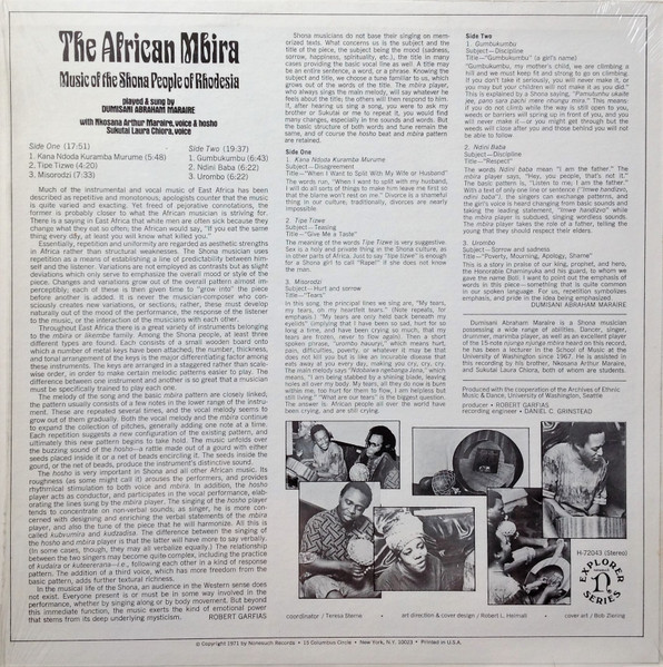 Dumisani Abraham Maraire - The African Mbira - Music Of The Shona People Of Rhodesia = ショナ族のムビラ 弟1集 - ローデシア・ショナ族の伝統を訪ねて | Nonesuch (G-5125H) - 4