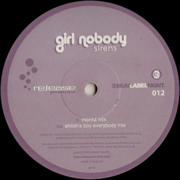 Girl Nobody - Sirens | Release Grooves (rgr012)