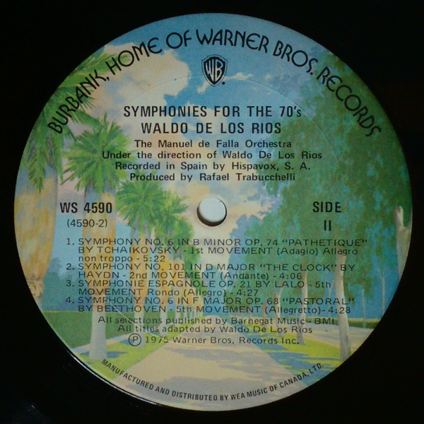 Waldo De Los Rios - Symphonies For The 70's [Vinyl] | Warner Bros. Records (WS 4590) - 4