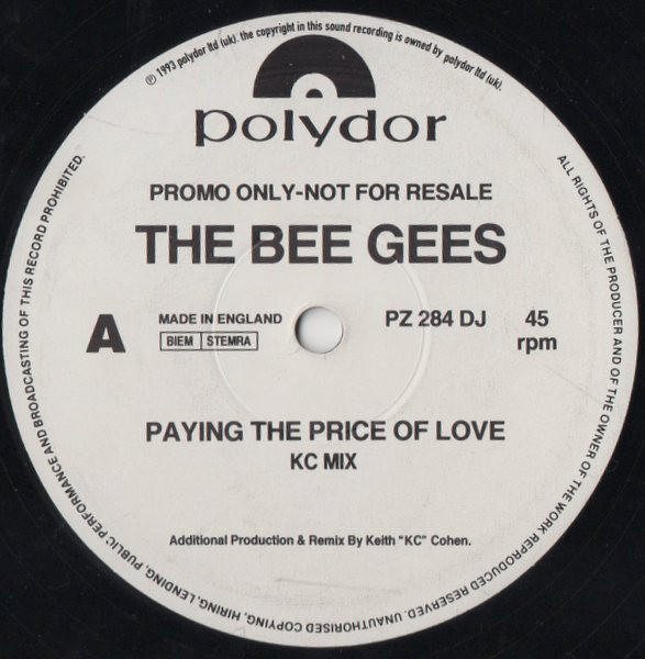 Bee Gees - Paying The Price Of Love | Polydor (PZ 284 DJ)