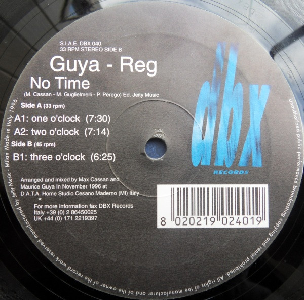 Guya Reg - No Time | DBX Records (DBX 040) - 4 Guya Reg - No Time | DBX Records (DBX 040) - 4