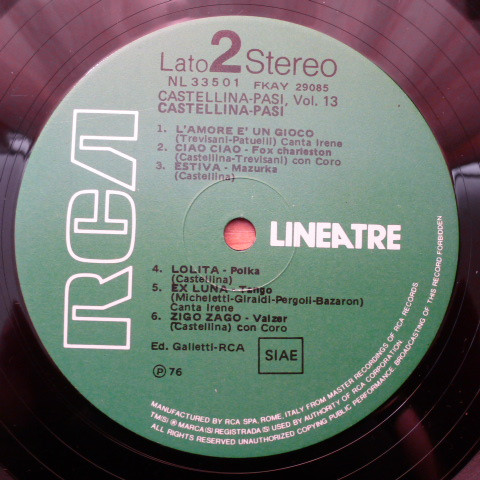 Orchestra Castellina-Pasi - Vol.13 | RCA (NL 33501) - 4